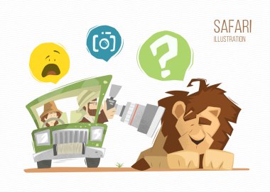 Safari lion color illustration