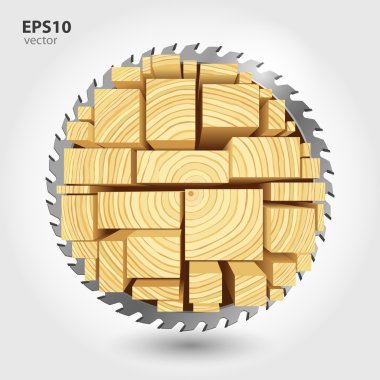 Lumber and wood slice illustration concept clipart