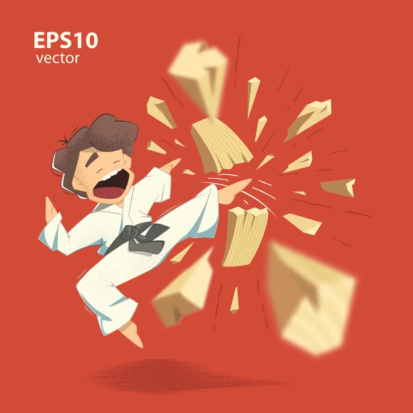 Karate niño ilustración — Vector de stock