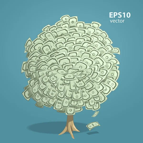 Ilustrasi pohon uang - Stok Vektor