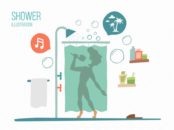 Homme sous une douche — Image vectorielle