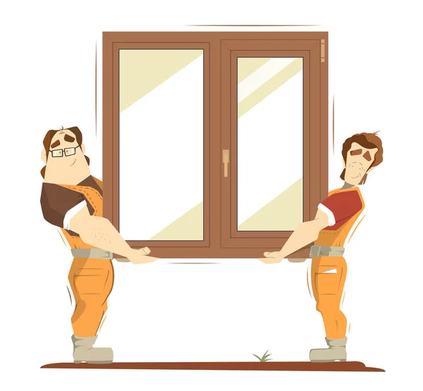 Wood window illustration — Stok Vektör