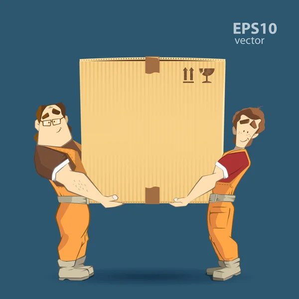 Movers and big box — 스톡 벡터