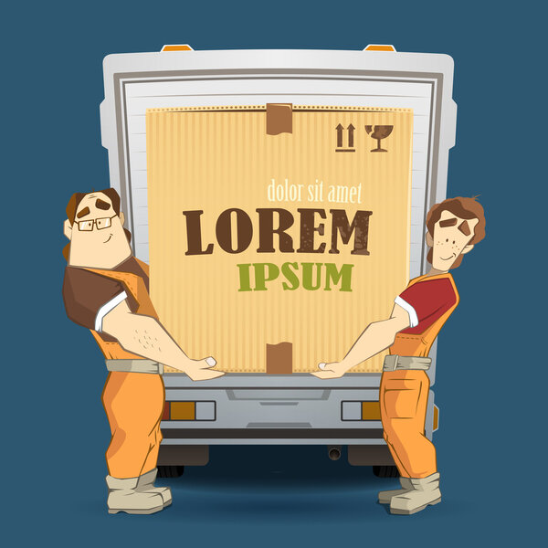 Перевозчики и большая картонная коробка
