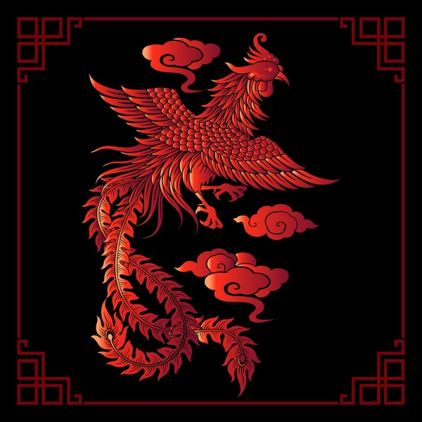 Векторная гравировка китайского дракона — стоковый вектор
