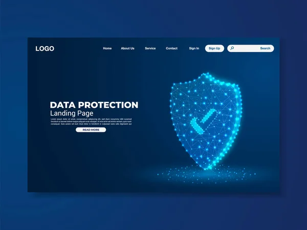 Nätverk Dataskydd Teknik Landningssida Blå Gränssnitt Vektor Illustration Eps Fil — Stock vektor