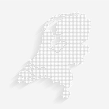 Beyaz Hollanda 'nın benekli biçimi, beyaz noktalı Hollanda haritası gölgeler, vektör, illüstrasyon, eps dosyası