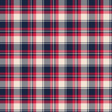 Donanma, kırmızı ve kremalı klasik ekose kumaş deseni dengeli çapraz çizgiler, kusursuz moda ve rahat tekstil tasarımları için ideal.