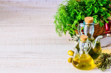 Pişirme yağı ve otlar ile kopya alanı