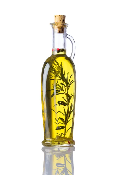 Cooking Oil with Rosemary on White — Stock Photo, Image