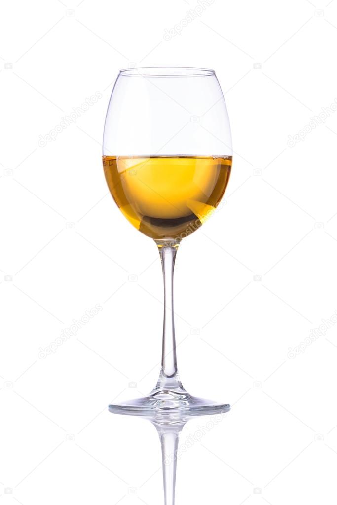 Glass of White Wine isolated on White