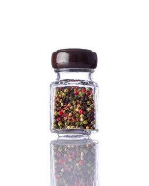 Jar Colored Peppercorn Isolated on White Background clipart