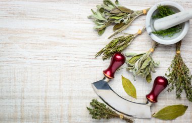 Otlar ve eşyaları kopya alanı ile pişirme