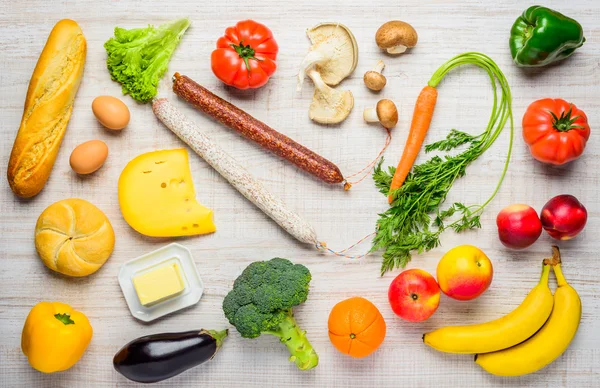 Café da manhã saudável Alimentos, legumes e frutas — Fotografia de Stock