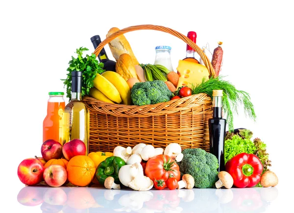 Egészséges ételek, étkezési izolátum, fehér háttér — Stock Fotó