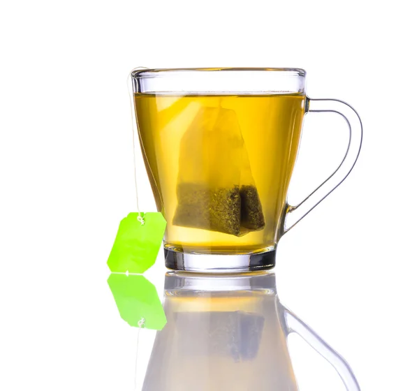 Yellow Tea and Bag Isolated on White — Stock Photo, Image