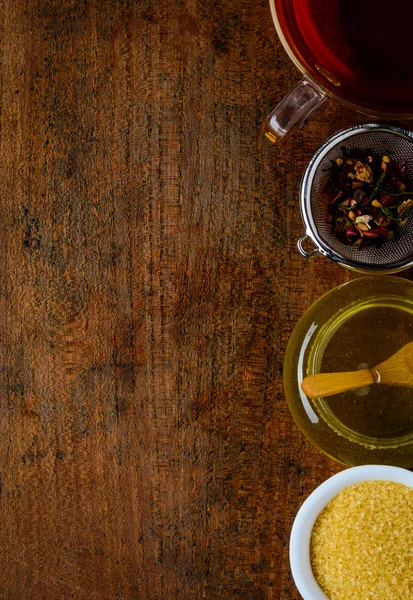 茶、 蜂蜜、 香草 — 图库照片