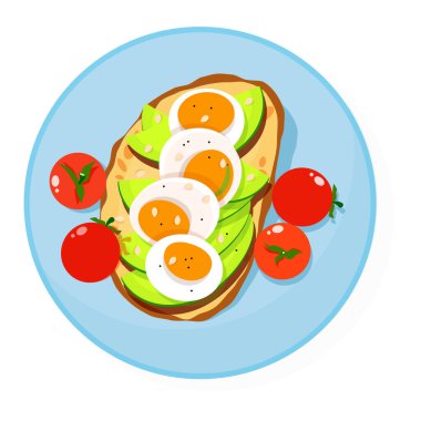 Kaynamış yumurta ve kiraz domatesli sağlıklı Avokado tostu