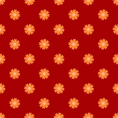 Kırmızı zemin üzerinde paskalya portakalı çiçeklerinin kusursuz deseni.