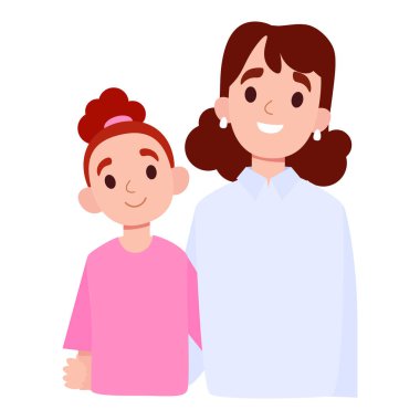 Anneler Günü için Gülümseyen Anne ve Kız Portresi