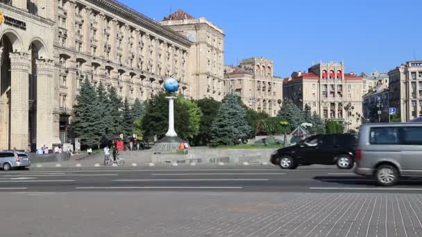 Uitzicht Het Centrale Plein Van Oekraïne Stad Kiev Maidan Mensen — Stockvideo