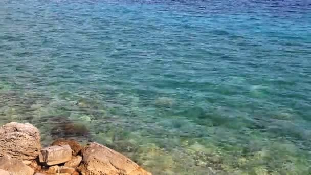 Percikan Air Jernih Transparan Pantai Musim Panas Yang Bersih Secara — Stok Video