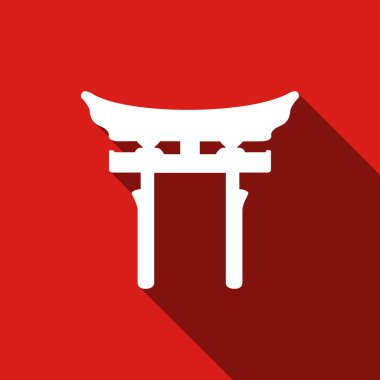 Japonya kapısı. Uzun gölge ile yakın kapı simgesi.
