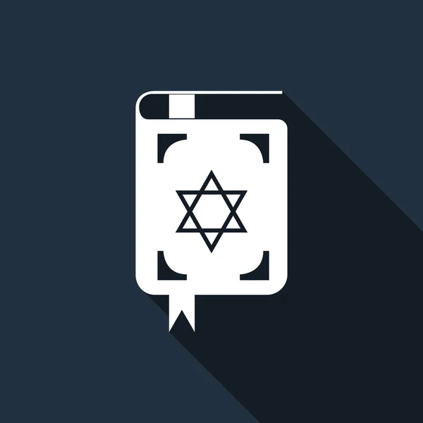 Jewish torah book icon with long shadow. — Stock Vector