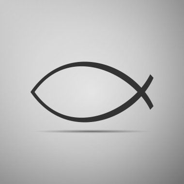 Hıristiyan balık simgesi gri arka plan üzerinde.