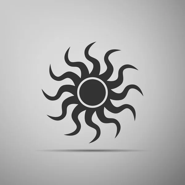 Ícone de sinal de sol no fundo cinza . — Vetor de Stock