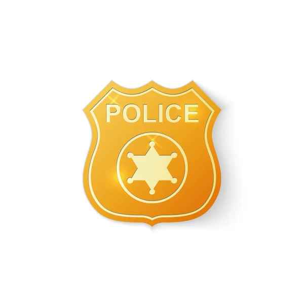 Gouden politie badge icoon op een witte achtergrond. Vectorillustratie — Stockvector