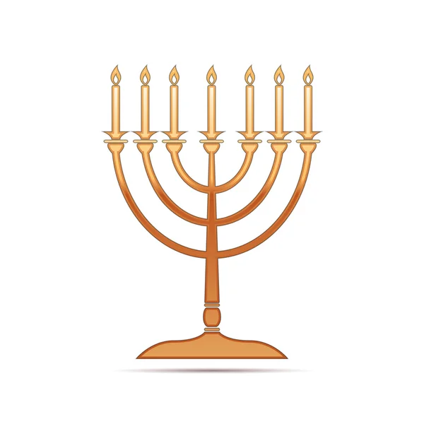 Guld Hanukkah menorah ikon på vit bakgrund. Vektor Illustration — Stock vektor