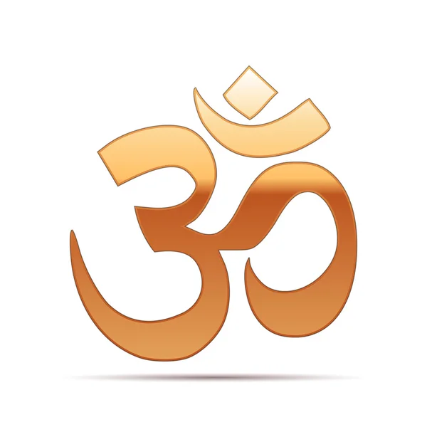 Золотой знак Ом. Символ буддизма и индуизма икона религий на белом фоне. Векторная миграция — стоковый вектор