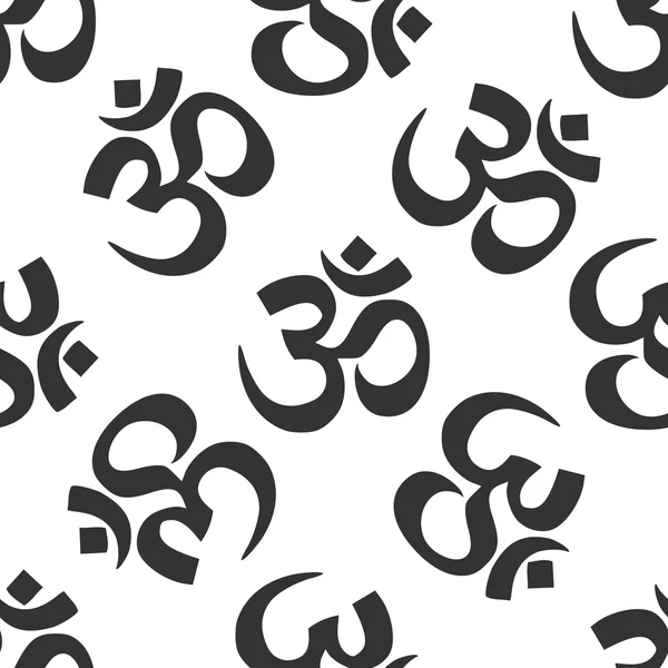 서명 Om. 흰색 바탕에 불교와 힌두교 종교 아이콘 패턴의 상징. 어도비 일러스트 레이 터 — 스톡 벡터