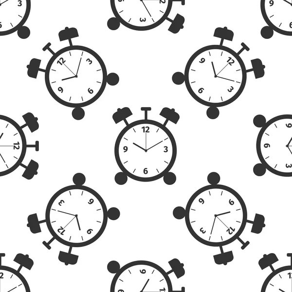 Reloj despertador icono patrón sin costura sobre fondo blanco. Ilustración vectorial — Archivo Imágenes Vectoriales