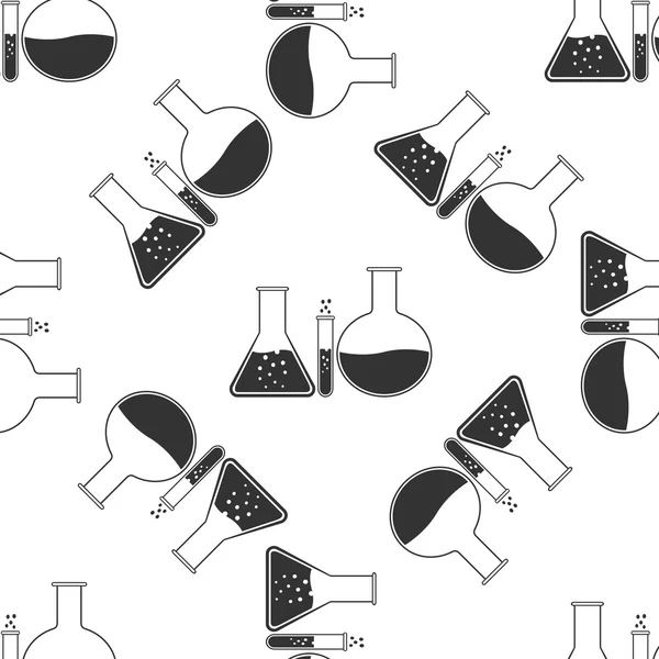 Laboratorium glaswerk pictogram naadloze patroon op witte achtergrond. Vectorillustratie — Stockvector