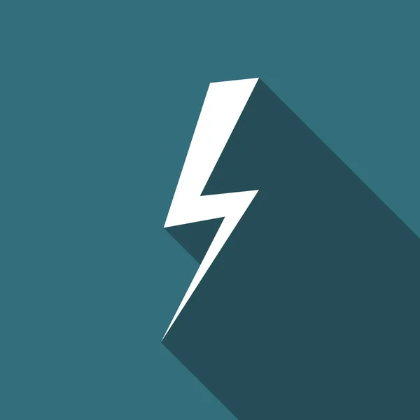 Lightning bolt flat icon with long shadow. Vector Illustration — Stock Vector
