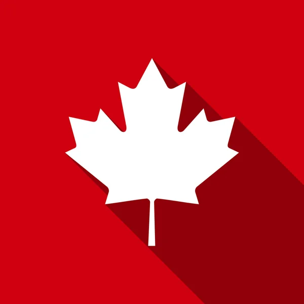 Icono plano de hoja de arce canadiense con sombra larga. Ilustración vectorial — Vector de stock