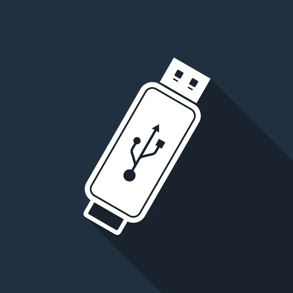 USB-Stick flaches Symbol mit langem Schatten. Vektorillustration — Stockvektor