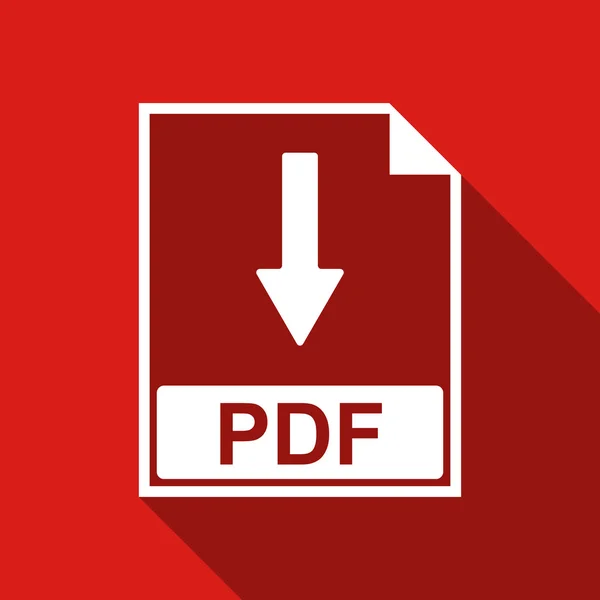 Documento de arquivo PDF ícone plano com sombra longa. Ilustração vetorial — Vetor de Stock
