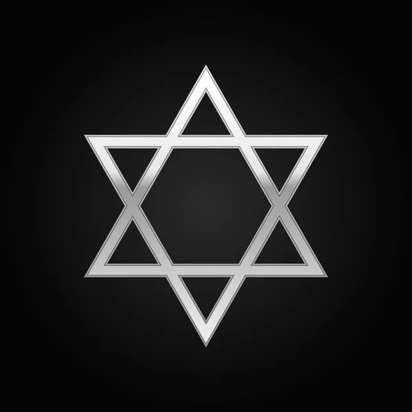 Silver Star of David ikona na czarnym tle. Ilustracja wektorowa — Wektor stockowy