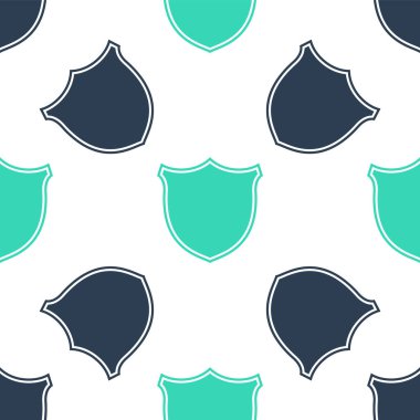 Yeşil Kalkan güvenlik simgesi beyaz arka planda izole edilmiş kusursuz desen. Koruma, güvenlik, güvenlik kavramı. Güvenlik duvarı gizlilik levhası. Vektör.