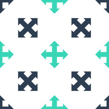 Dört yönlü Green Arrows simgesi beyaz arkaplanda izole edilmiş pürüzsüz desen. Vektör.