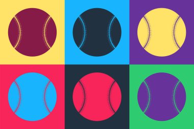 Pop Art Baseball topu ikonu renk arkaplanında izole edildi. Vektör.
