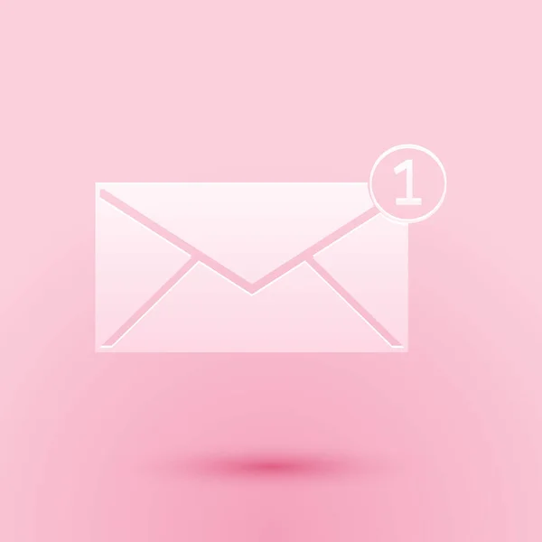 Papiergeschnittenes Umschlag Symbol Isoliert Auf Rosa Hintergrund Konzept Der Empfangenen — Stockvektor