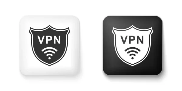Escudo Blanco Negro Con Vpn Wifi Icono Red Inalámbrica Internet — Vector de stock