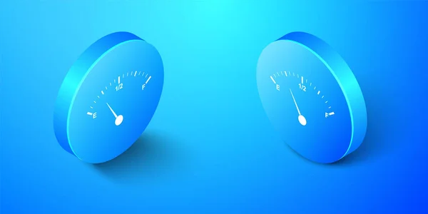 Isométrique Icône Jauge Gaz Moteur Isolé Sur Fond Bleu Compteur — Image vectorielle
