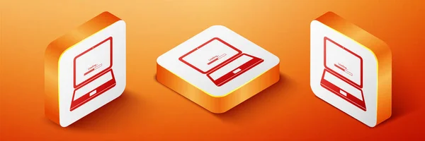 Ισομετρική Διαδικασία Ενημέρωσης Laptop Εικονίδιο Της Μπάρας Φόρτωσης Απομονωμένο Πορτοκαλί — Διανυσματικό Αρχείο