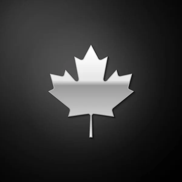 Silbernes Kanadisches Ahornblatt Symbol Isoliert Auf Schwarzem Hintergrund Kanada Symbolisiert — Stockvektor