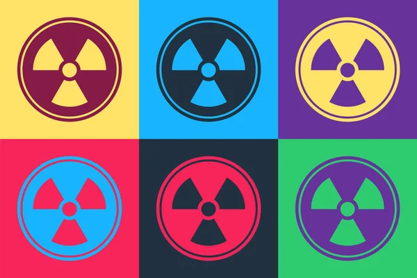 Pop Art Radioaktivní Ikona Izolované Barevném Pozadí Radioaktivní Toxický Symbol — Stockový vektor